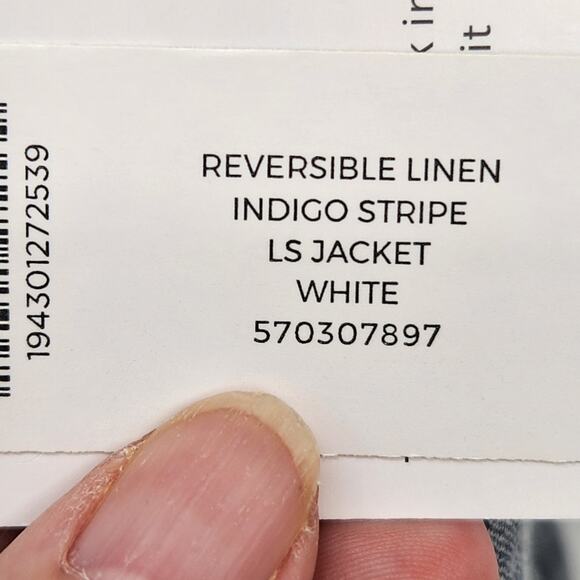 NWT Chico's Reversable Linen Indigo Stripe Jacket  Women's 2 (Large 12) - Picture 3 of 15